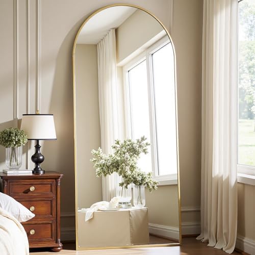 Dewfig Arched Full Length Mirror, 57"X20" Large Full Body Mirror, Gold by YourSpacePerfectlyReflected