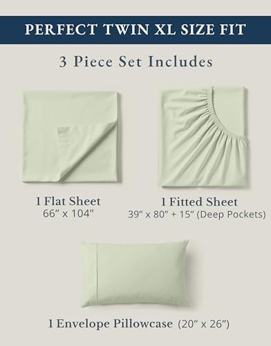 LANE LINEN Twin XL Sheets 100% Organic Cotton 3pc Percale Cooling - Mineral - Image 4