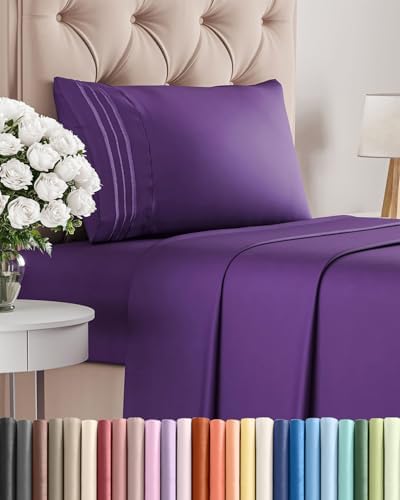 Twin Size 3 Piece Sheet Set - Comfy Breathable & Cooling Sheets - Purple by CGKUnlimited