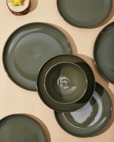 Pokini Stoneware Dinnerware Sets for 8, 24pcs Plates and Bowls Sets Dishes - Image 7
