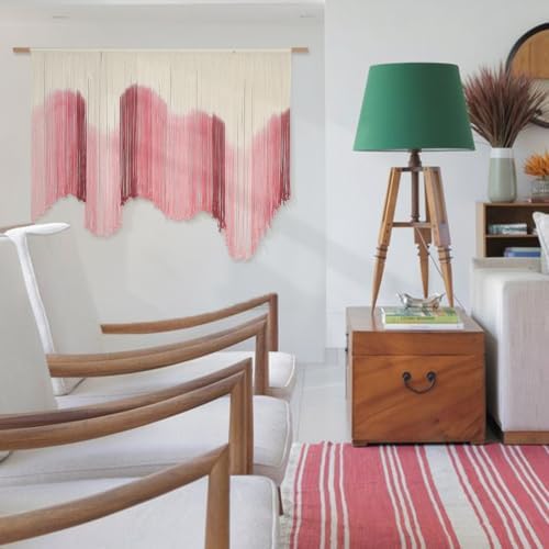 Macrame Wall Hanging Large Pink Dip Dye Boho Home Fiber Wall Art 57"W*39"L - Image 4