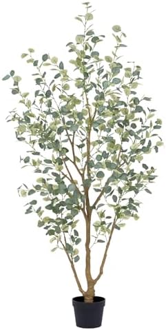 7FT Artificial Eucalyptus Tree Indoor, Faux Eucalyptus Tree with 689 Silk Leaves, Tall Fake Tree - Artificial Tree Indoor for Living Room Office Bedroom Home Decor by Keeplush