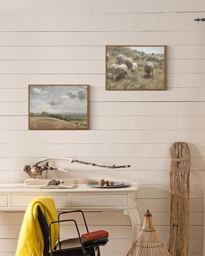 InSimSea Framed Canvas Wall Art Vintage Decor, Sheep on the Dunes Wall Pictures Farmhouse Decor Wall Art, Large Wall Art Living Room Decoration, Bathroom Bedroom Office, 12"x16" - Image 4