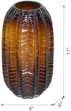 Modern Textured Cylindrical Glass Vase with Deep Amber Finish - 11" Tall Elegant Decor Piece for Living Room, Entryway, or Dining Table - Image 2