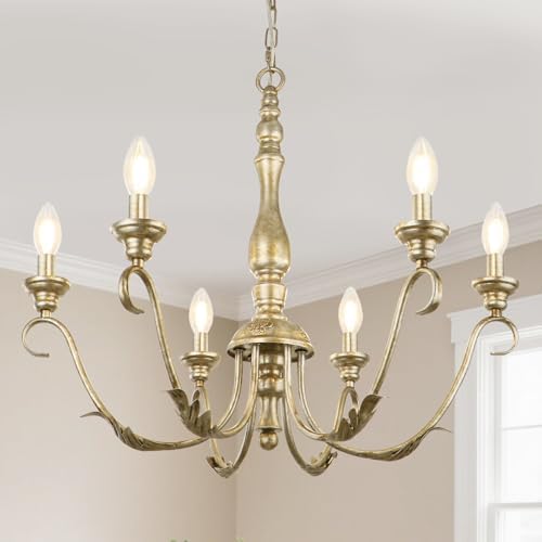 23.62'' Antique Silver Chandelier, 6-Light Farmhouse Chandeliers by KMaiPemHomeLighting