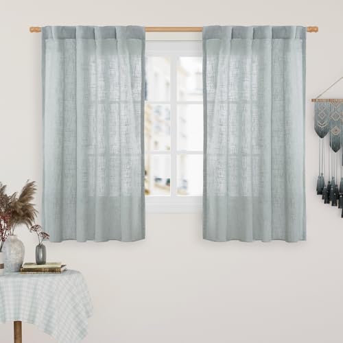 LAMIT Light Filtering Linen Curtains 45 Inch Length 2 Panels, 34 x 45 Inch by LAMIT