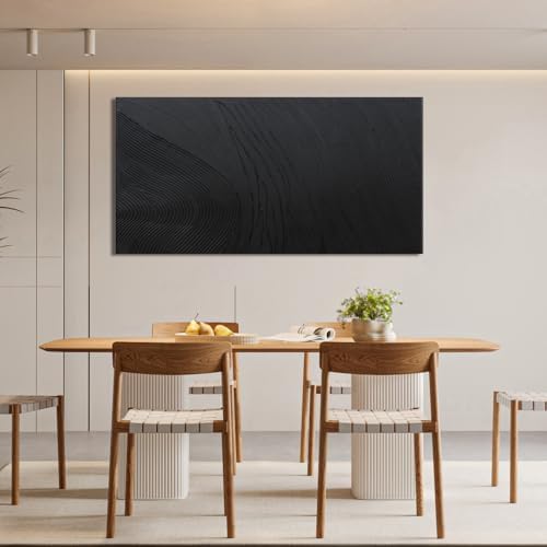 Black Wall Art Decor Canvas Art Wall Decor Black Silence Wall Art Painting Decorations Artwork Wall Art Prints Modern Textured Wall Art for Living Room 20"X40" for Room Bedroom Office Decor - Image 3