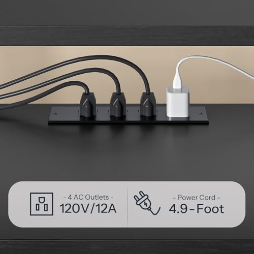 HOOBRO TV Stand with Power Outlets to 65 Inches, TV Console Table with Open Storage Shelves, Industrial Media Entertainment Center for Living Room Bedroom, Black BB40DS01 - Image 6