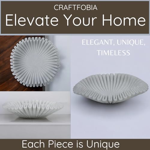Marble Ruffle Bowl Handcrafted Decorative ScallopBowls - Antique Catchall Jewelry Dish Fruit Organizer for Home & Kitchen (7 inches) - Image 7