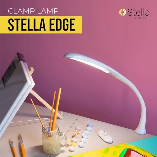 Stella Edge Premium 10W LED Desk Clamp Task Lamp - White - Adjustable Dimmable Low Vision Light - Macular Degeneration Lighting - Hobby Crafting Sewing - Image 2