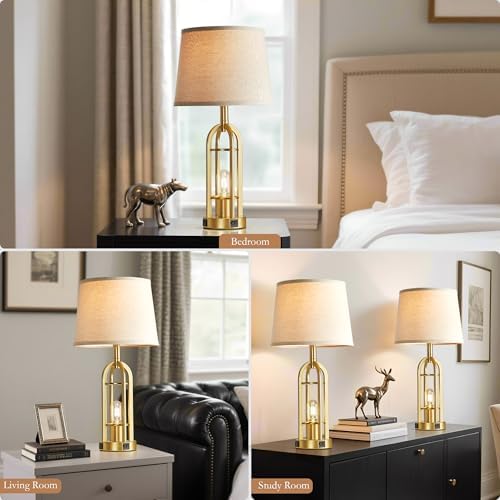 SRJJA 24" Modern Table Lamps for Living Room Bedroom Set of 2, USB A+C - Image 4
