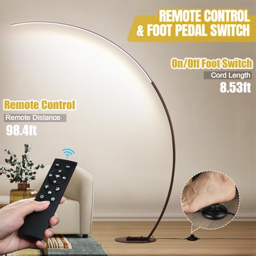 Dimmable LED Floor Lamp with 3 Color Temperatures, Ultra Bright 2000LM Brown Arc Floor Lamps for Living Room, Modern Standing Tall Lamp with Remote Control Reading Floor Lamp for Bedroom Office - Image 5