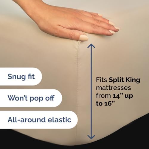 Flex Top Split Head King 4 Piece Sheet Set - Ultra-Soft, Breathable - Cream - Image 5