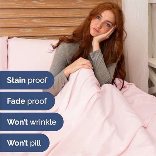 Queen Size 4 Piece Sheet Set - Breathable & Cooling Sheets - Lavender Pink - Image 5