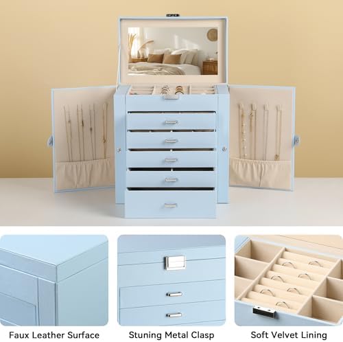 Frebeauty 6-Layer Jewelry Box for Women,Large Jewelry Organizer with Drawer - Image 4