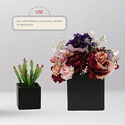 WGV Ceramic Cube Vase Bulk Width 4" Height 4" (Fits 3" Pot) Elegant Modern Block Square Floral Planter Terrarium Container Table Dresser for Event Accent Home Office Decor Black 12 Pieces - Image 4