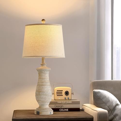 Farmhouse Table Lamps for Living Room Set of 2, Touch Lamps for Nightstand with Dual USB Charging Port, Bedside Table Lamp for Bedroom, 2 Bulb Included - Image 4