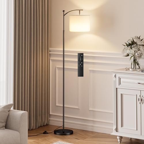 Ambimall 60" Floor Lamp with Remote and Stepless Dimmable Bulb, Black Pole by Ambimall