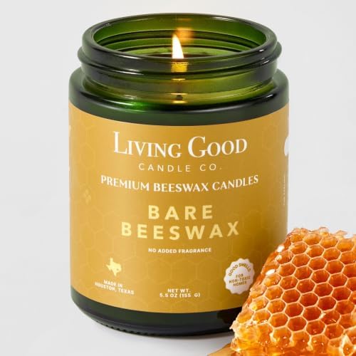 Fragrance-Free Beeswax Candle - 100% Pure & Natural, Sensitive Nose, 30+ Hr by LivingGoodCandleCo