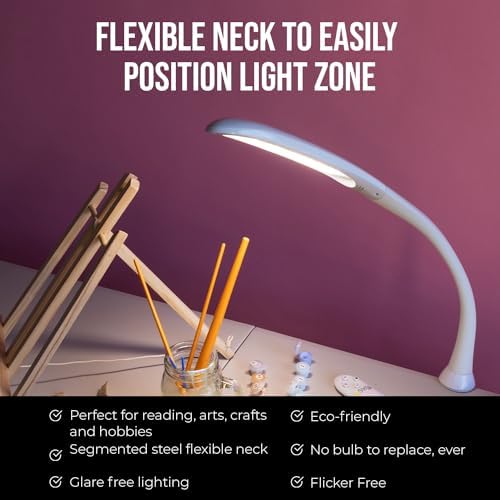 Stella Edge Premium 10W LED Desk Clamp Task Lamp - White - Adjustable Dimmable Low Vision Light - Macular Degeneration Lighting - Hobby Crafting Sewing - Image 5