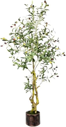 5FT Artificial Olive Tree Indoor - Lifelike Fake Olive Tree with Branches, Leaves & Fruits, Realistic Faux Tree for Bathroom, Office, Bedroom Decor, Compact Home Decor Plants by MARCHWINDHomeDecor