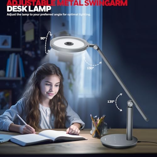 Honeywell H6 Desk Lamp for Home Office, Dimmable Reading Table Light, Gray - Image 6