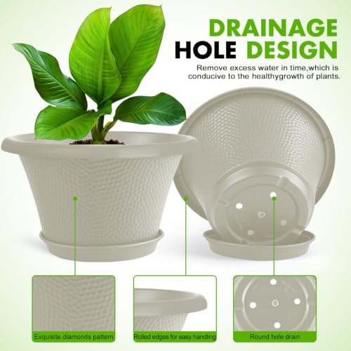Quarut 12 Inch Pots for Plants,4 Pack Large Flower Pots with Saucer - Image 3