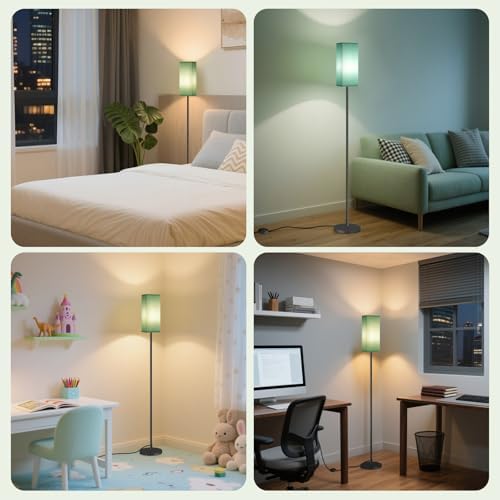64.6" Floor Lamp, Pole Lamp with Foot Switch, Modern Standing Lamp, Minimalist Freestanding Lamp (Bulb Not Included), for Living Room, Bedroom Office ETL Listed, Black and Teal J07LD05 - Image 5