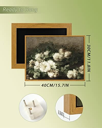 InSimSea Framed Canvas Wall Art Vintage Decor, Canvas Wall Art for Living Room Bedroom Office Bathroom Picture, Vintage Flower Botanical Oil Painting Prints, Home Office Desk Decor, 12"x16" - Image 3