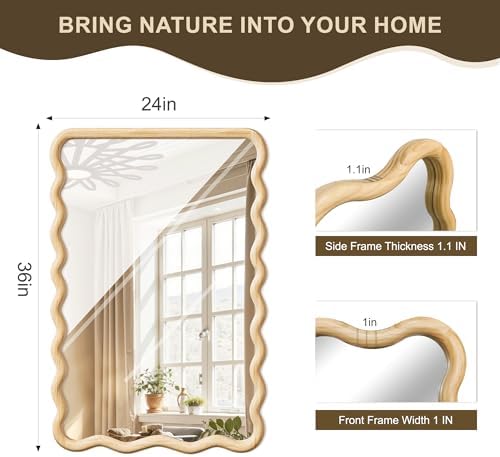 Wavy Mirror for Wall, 36"x24" Bathroom Vanity Mirror - Image 6