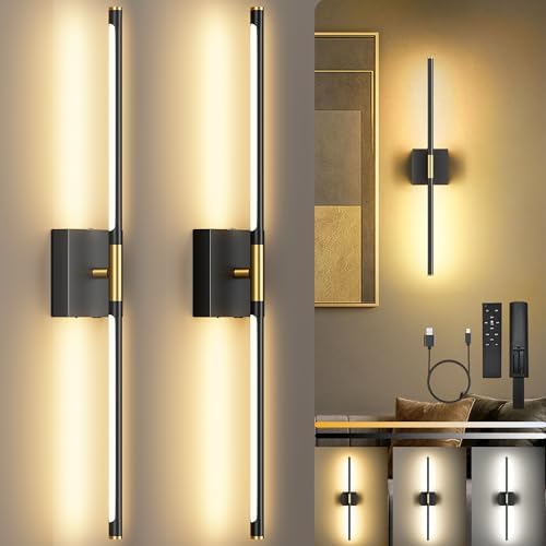 10000mAh Rechargeable Wall Lights, Black Gold, 29 Inch, 3CCT, 2 Pack by Unknown