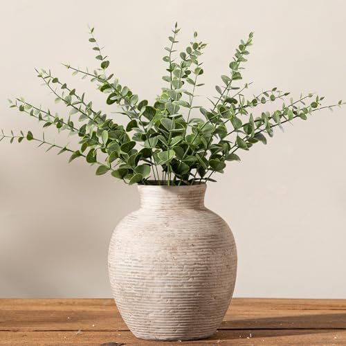 Vanselia Ceramic Flower Vase Home Decor - Small Farmhouse Table Vases Rustic Vintage Living Room Kitchen Bedroom Decorations for House Book Shelf Office Coffee Desk Dining Fireplace (6" Retro) by VanseliaHome