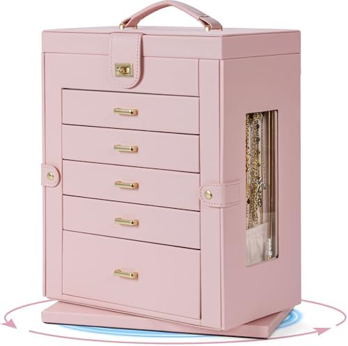 AKOZLIN 6-Tier Jewelry Box Organizer 5 Drawers Storage XXL Pink - Image 6