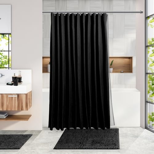 Clara Clark Black Bathroom Set, Shower Curtain Set, Bathroom Accessory Set - Image 6