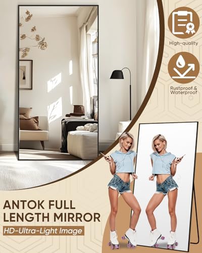 Antok Full Length Mirror, 78"x38" Floor Mirror for Bedroom, Dorm, Black - Image 4