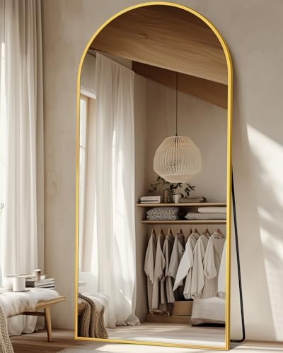 Suidia 71"x27" Arched Full Length Mirror with Stand, Gold Floor Mirror by SuidiaMirror