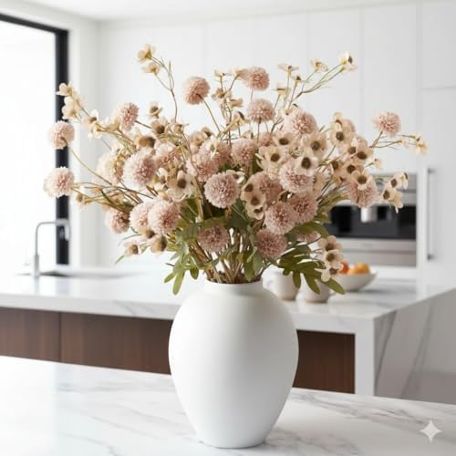 SilkSerenade Ella White Matte Flower Vase for Bedroom Kitchen Living Room Table, Contemporary Farmhouse Decorative Arlo Flowers Iron Vases, Rustic Tall Earthy Wabi Sabi Modern Centerpieces Home Decor - Image 3