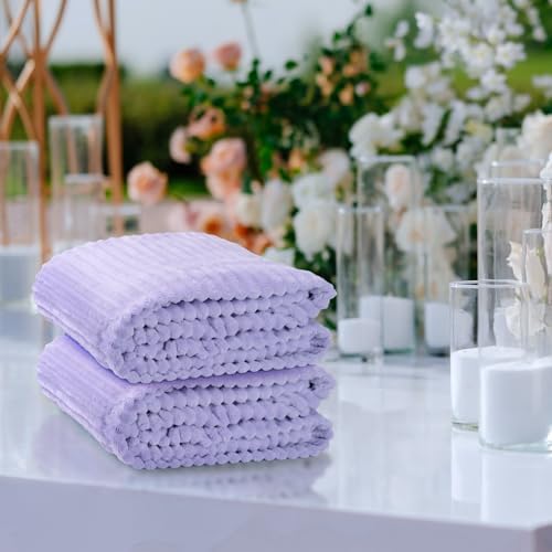 Buryeah 12 Pcs Flannel Blankets Bulk,Fall Outdoor Wedding, Light Purple - Image 6