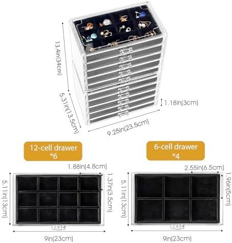 ProCase Earring Holder Organizer Jewelry Box with 10 Drawers, Black - Image 4