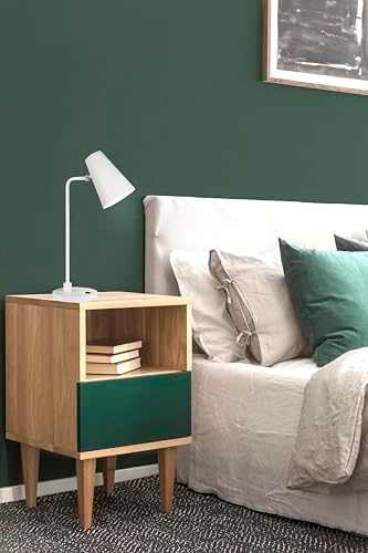 Canarm Orli Table Lamp 22-Inch Minimalist Matte White with Metal Shade, On-Off Switch on Socket for Bedroom or Desktop Lighting - Image 3