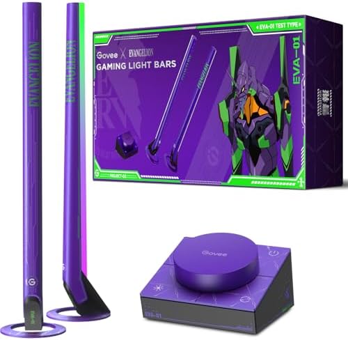 Govee x Evangelion RGBIC Gaming Light Bars H6047 with Smart Controller, Wi-Fi Smart LED Gaming Lights with Music Modes, 62 Scene Modes Built, Work with Alexa & Google Assistant, Game Room Light Decor by Unknown