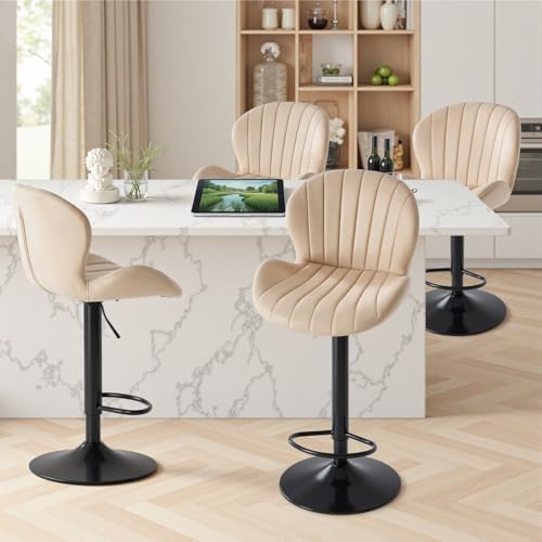 Sweetcrispy Bar Stools Set of 4, Swivel Adjustable Height Fabric Bar Chair - Image 6