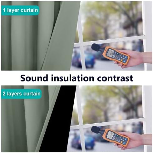 NICETOWN Greyish Green Blackout Curtains for Nursery 52" w x 72" L 2 Panels - Image 4