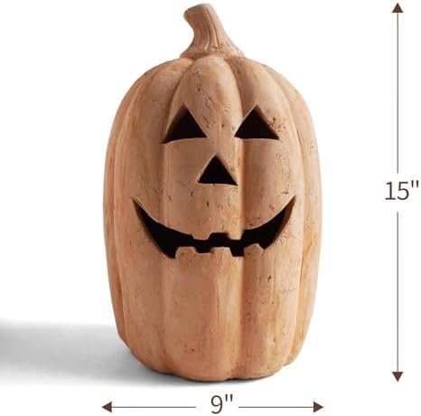 Fall Decor - Handmade Terracotta Pumpkin Jack O' Lantern Outdoor Indoor - Image 2