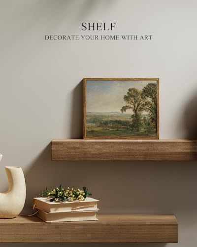 InSimSea Framed Canvas Wall Art, Vintage Landscape Painting, Rustic Nature Scenery Decor for Living Room Shelf Hallway,10x8 in, Soft Sage Green Tones - Image 2