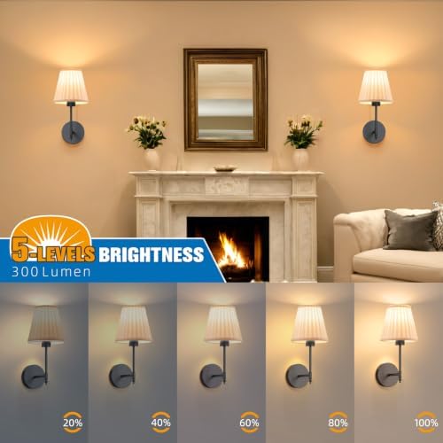 NIORSUN 14.5 inch Battery Operated Wall Sconce Set of 2,Beige-Black Rechargeable Wall Lights with 10400mAh Dimmable Bulbs and Remote, 9 Colors Wireless Wall Lamps for Bedroom Living Room - Image 5