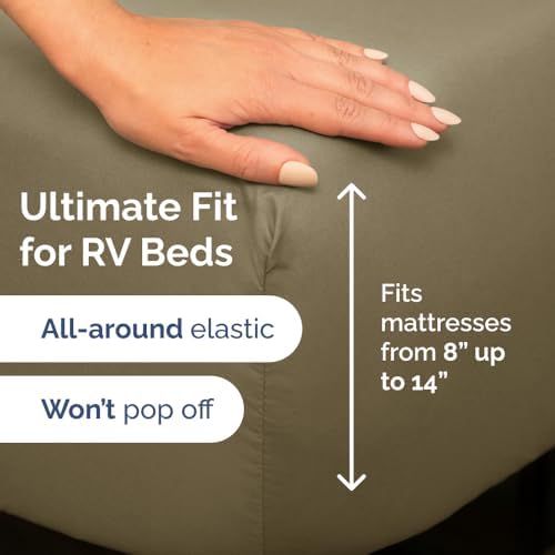 Short Queen Size 4 Piece Bed Sheet Set - RV Short Queen Sheets - Khaki - Image 3