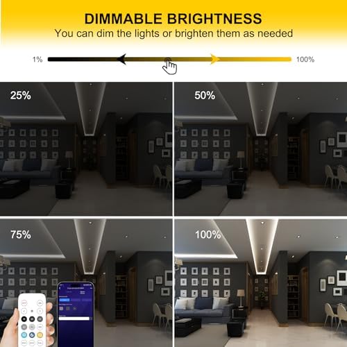 Pandery COB LED Strip Lights Cool White,24V Dimmable led Light Strip KIT with Remote and app Control,6000K 25FT/7.5m 8mmwide Ra>90 Cuttable Flexible Strip Lights for Bedroom,Wardrobe,Cabinet - Image 4