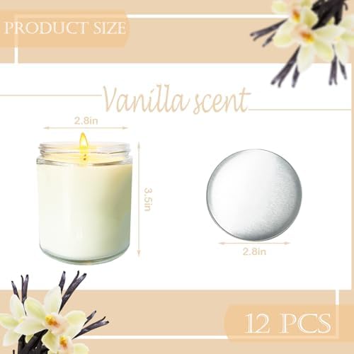 12 Pcs 8 Oz Bulk White Soy Candles,Vanilla Scented Candles Set,Bulk Aromatherapy Candle,Great Stress Relieving Scented Candle for Girls as a Gift for Birthdays, Weddings and More! - Image 2