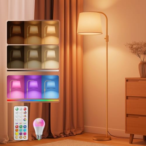 LED Arc Floor Lamp, RGB Color Changing, 65", 350° Swivel Shade by VARICART